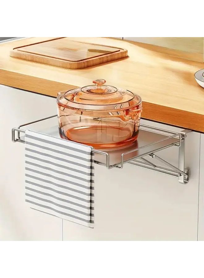 Black Heavy Duty Stainless Steel Foldable Bathroom Shelf Over Door Organizer No Drill Installation - Image 3